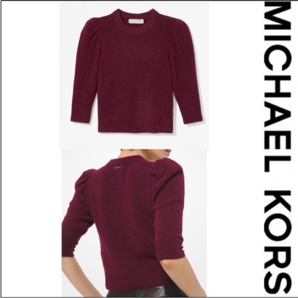 NWT MICHAEL KORS Puff Sleeve Sweater - Dark Ruby